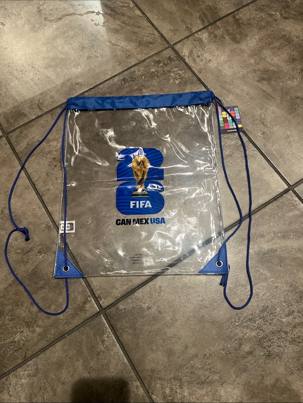 FIFA World Cup Clear Drawstring Backpack - Blue Accents